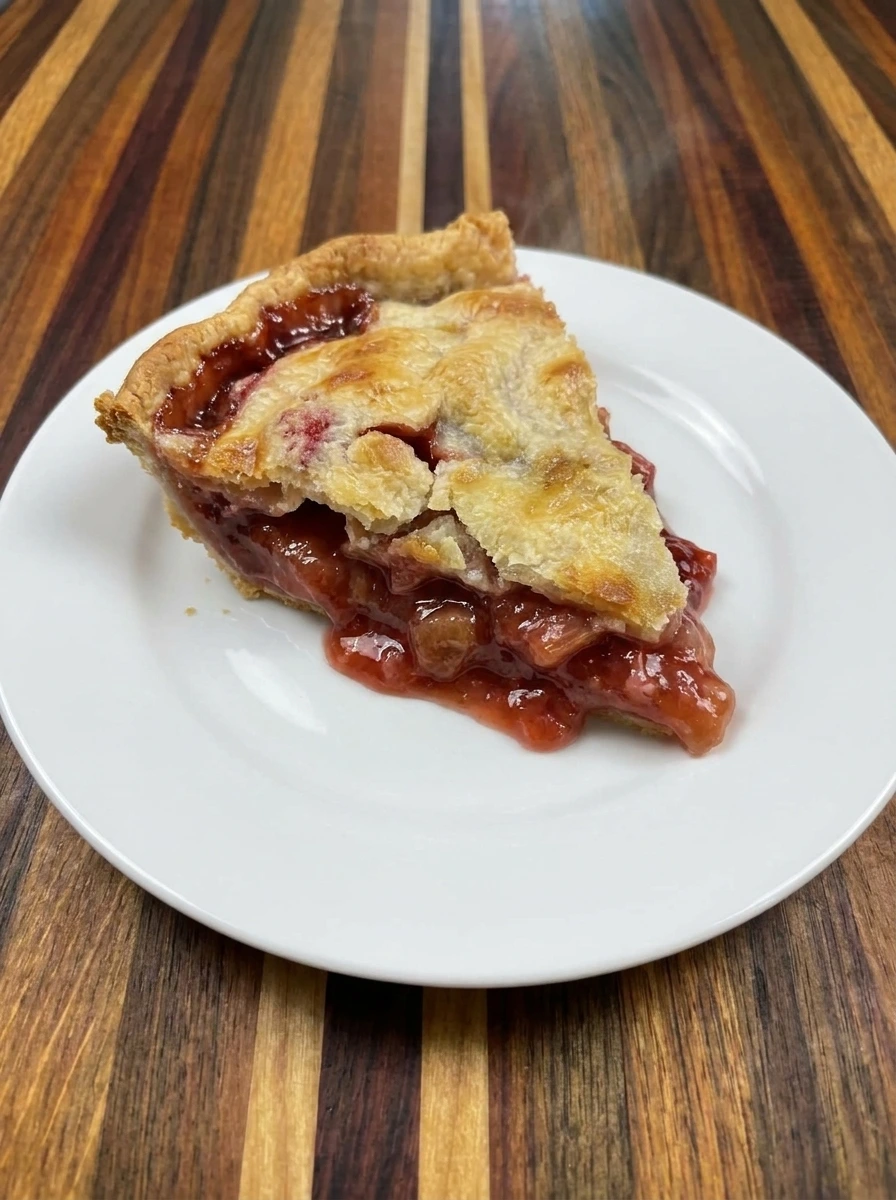 slice of strawberry rhubarb pie