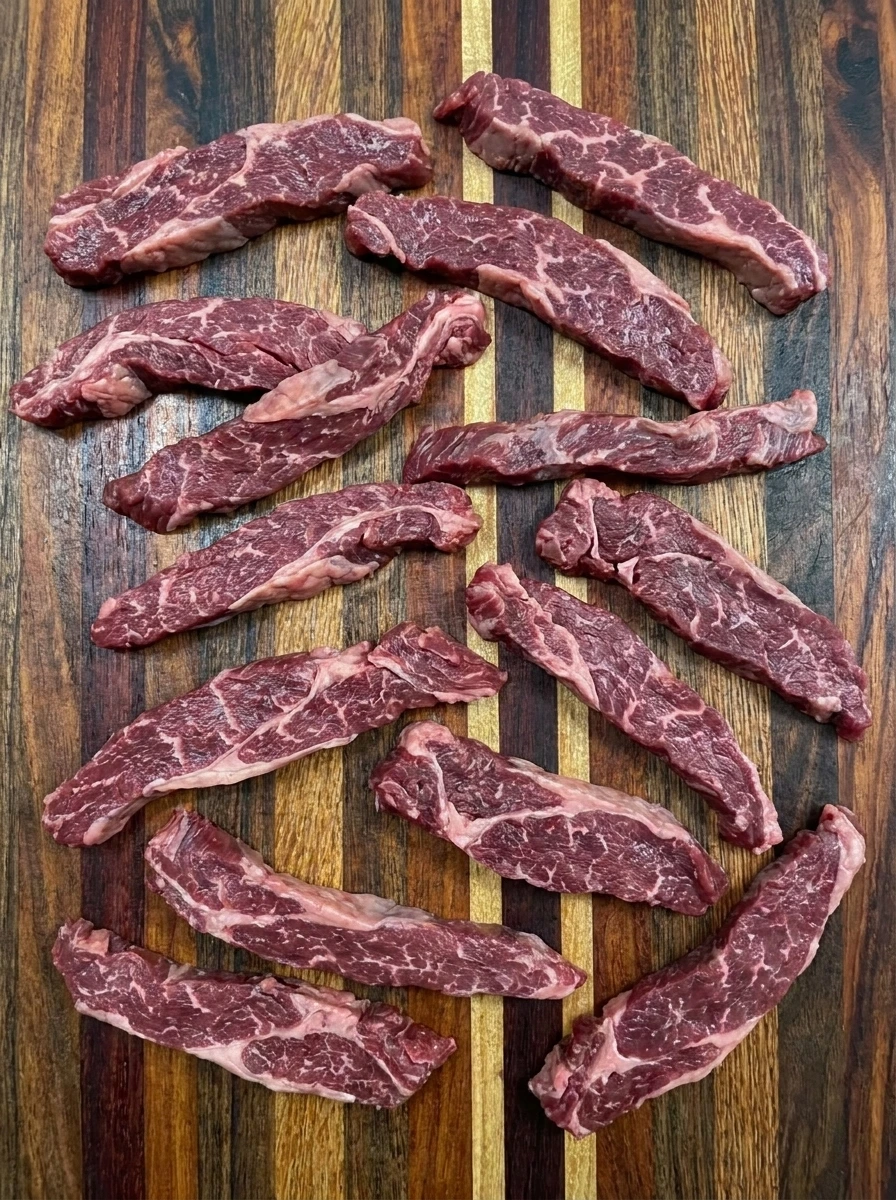 Sliced beef strips
