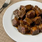 Slow Cooker Mississippi Steak Bites tender beef with sauce