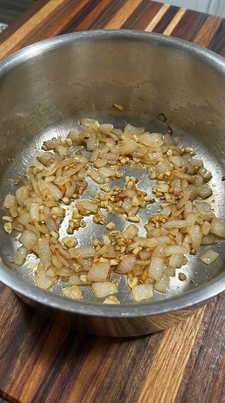 onion and garlic cooking