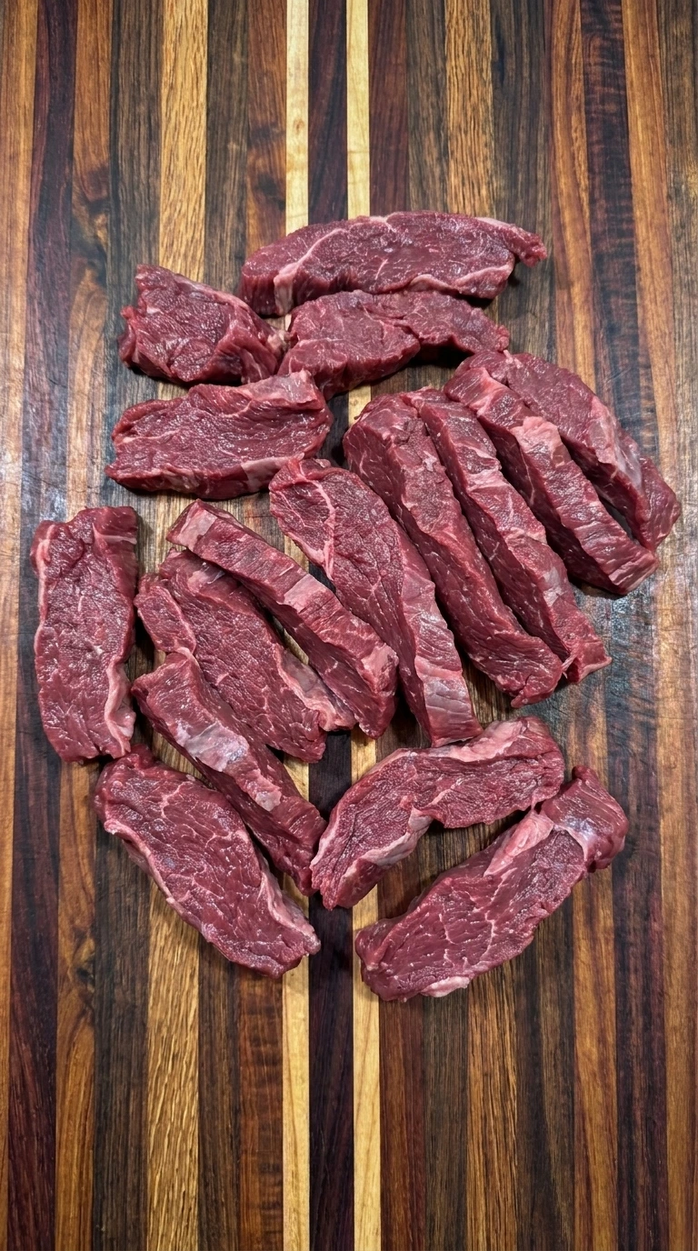 sliced beef and chopped vegetables