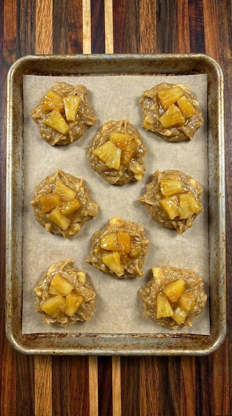 Adding pineapple topping