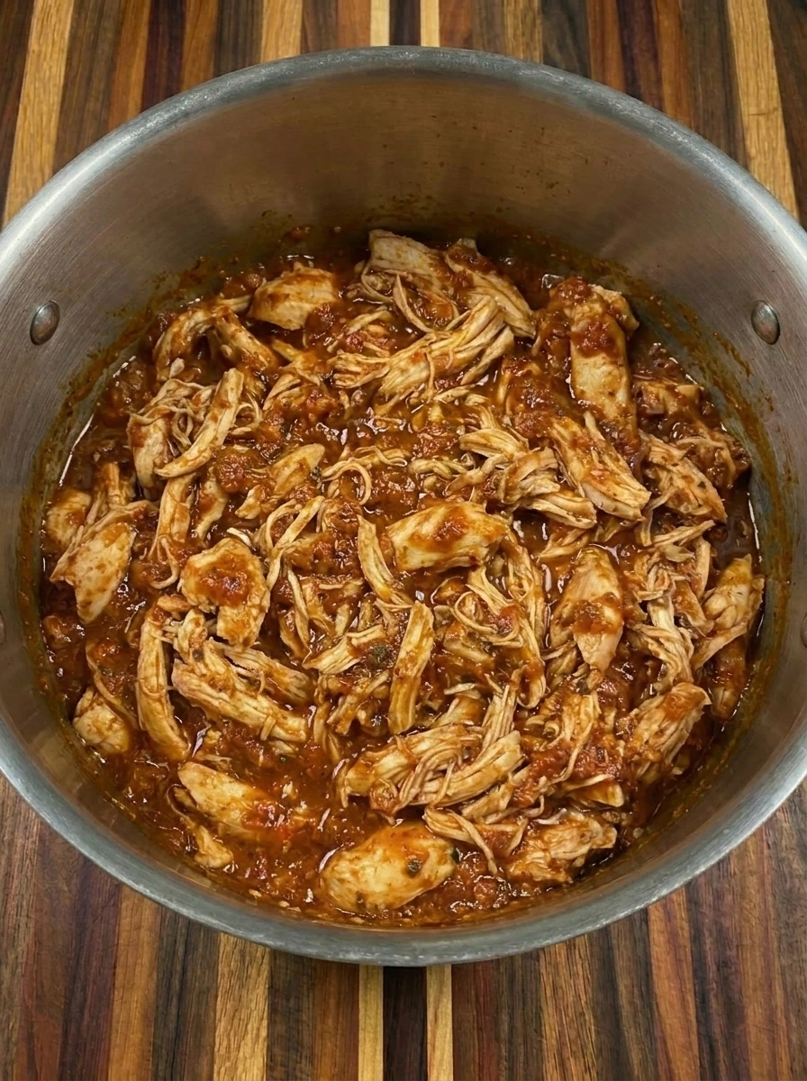 Shredded chicken in sauce