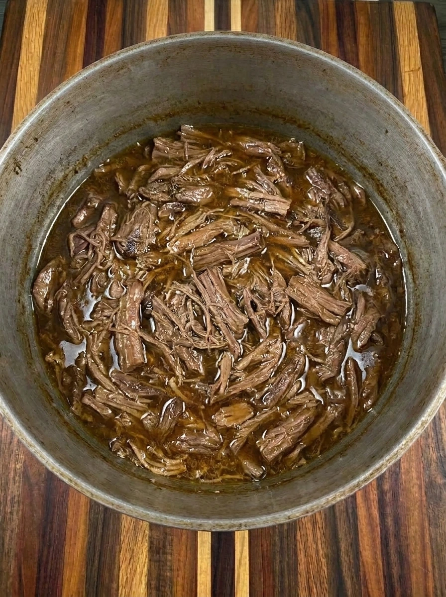 shredded beef in broth