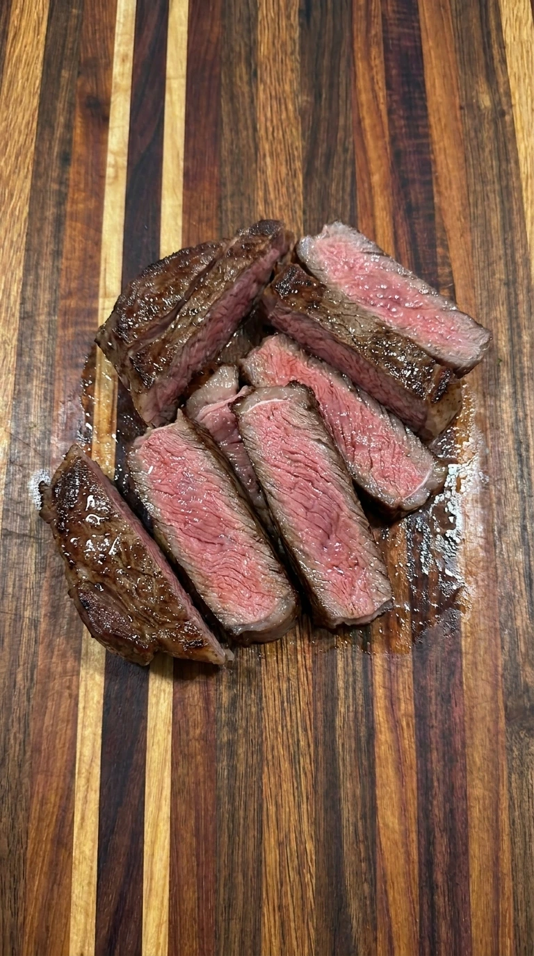 Sliced steak pieces