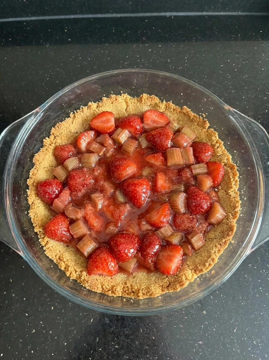 layering crumb and fruit filling