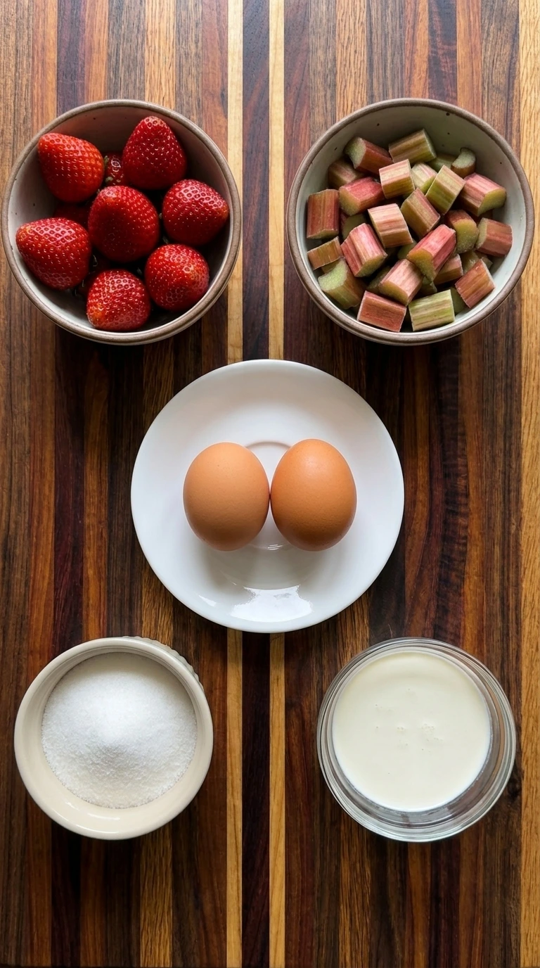 ingredients for strawberry rhubarb custard pie