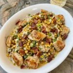 Street Corn Chicken Salad with creamy dressing and charred corn