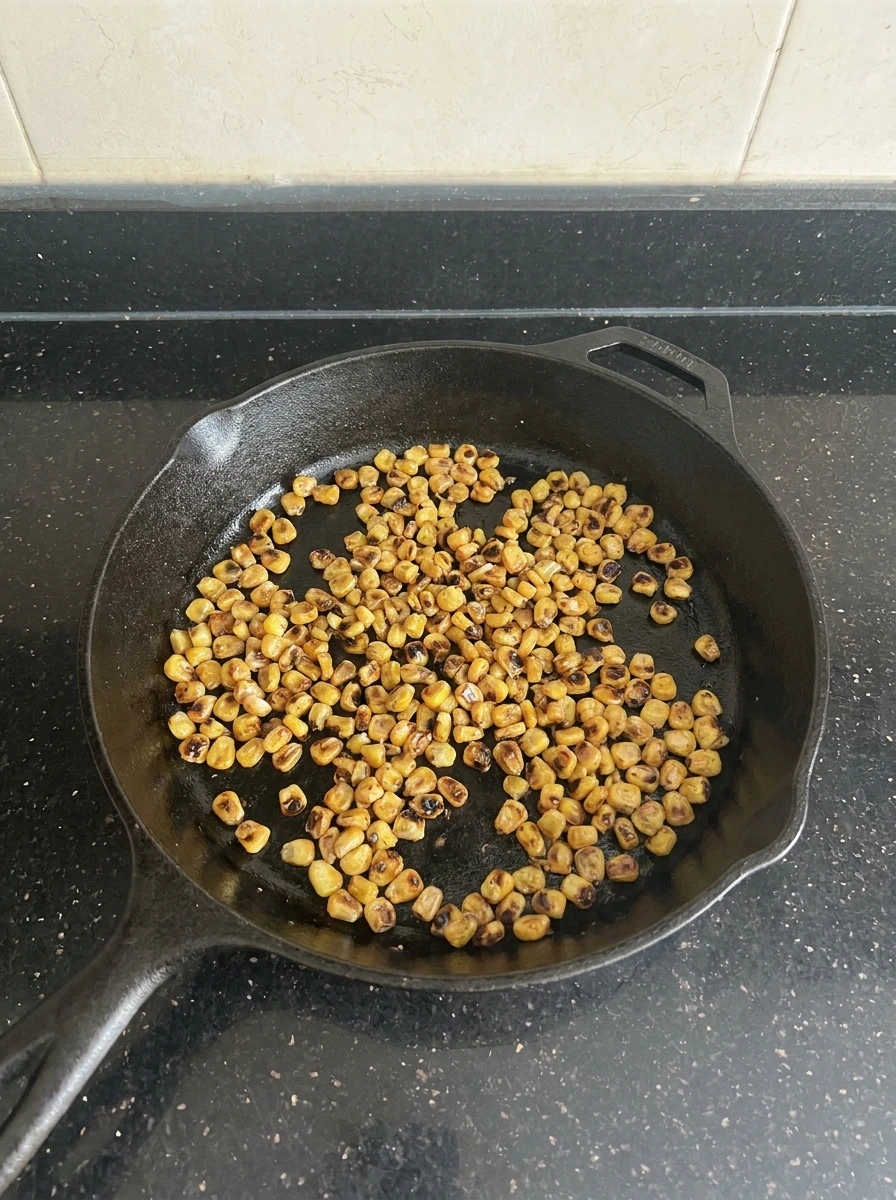 Corn kernels lightly charred