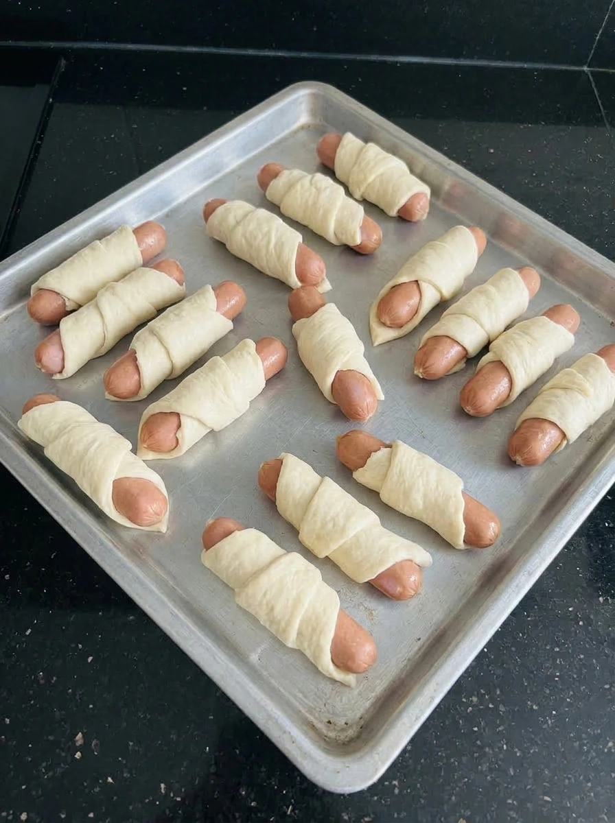 Sausages wrapped in dough
