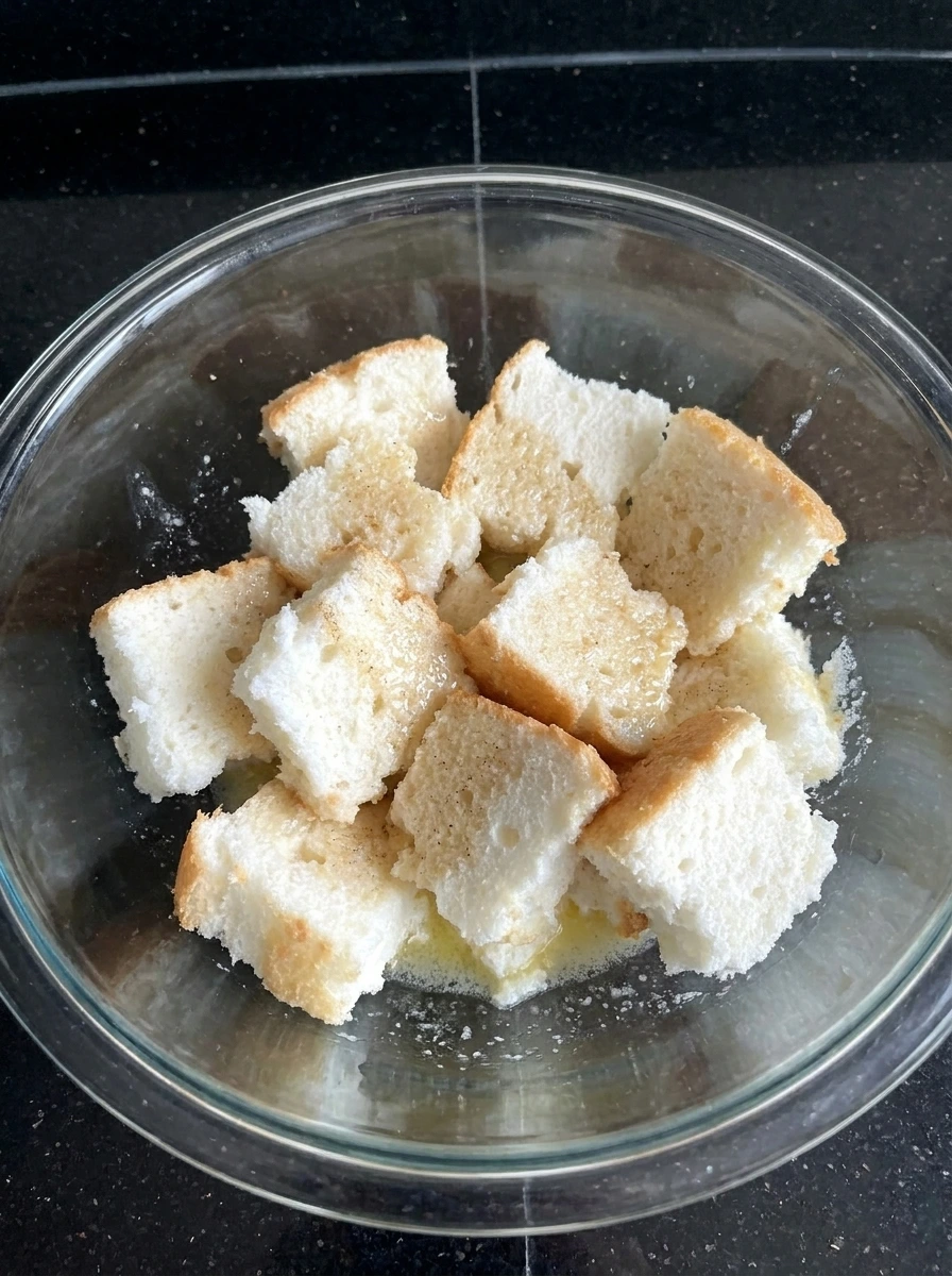 Angel cake bites coated with butter