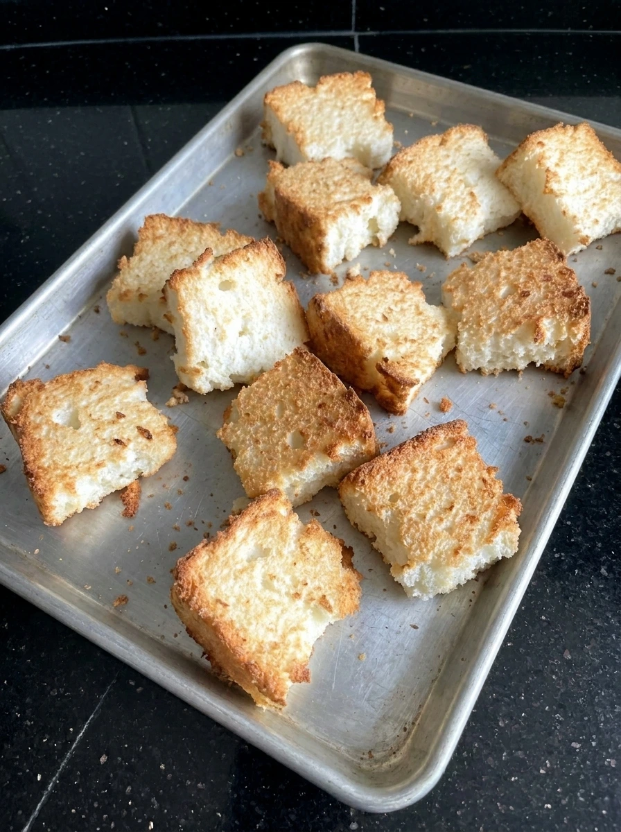 Baked Angel Cake Churro Bites with golden edges