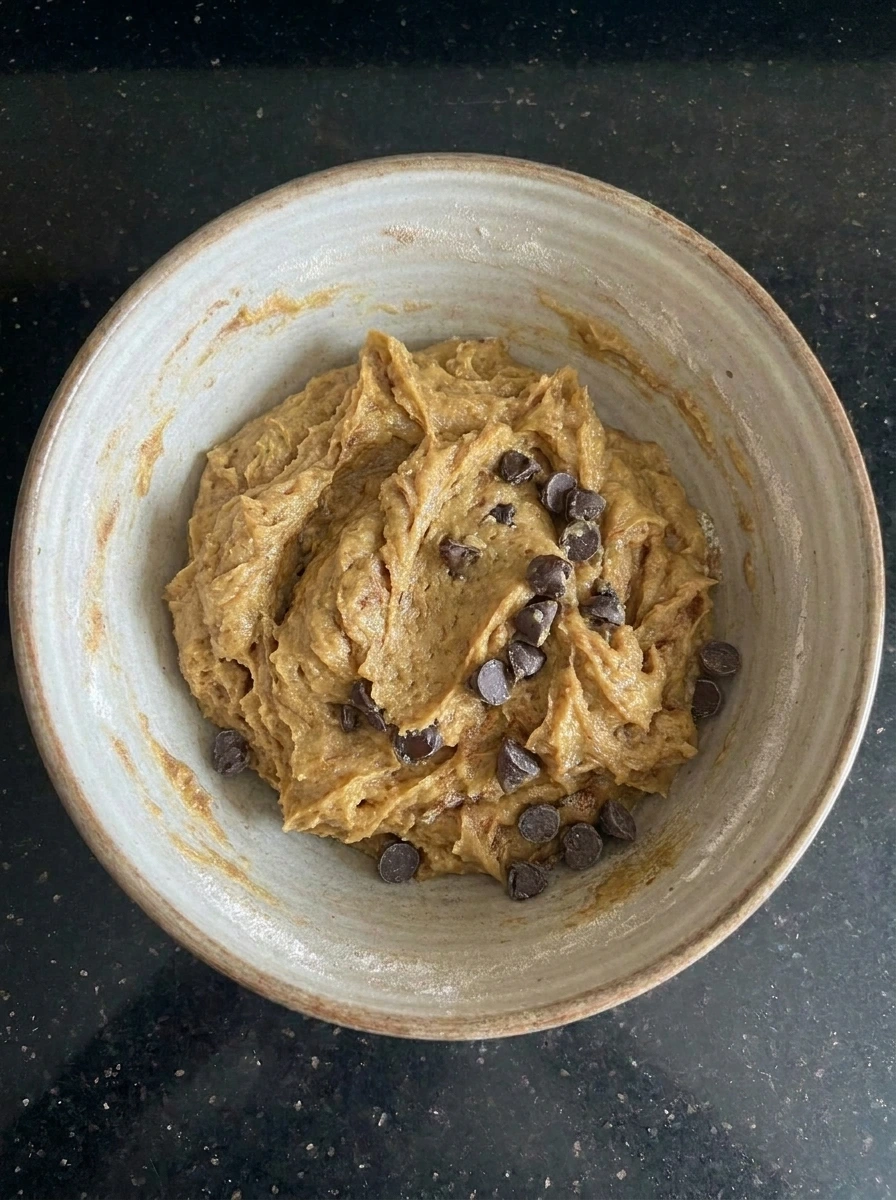 Banana cookie dough folded with chocolate chips.