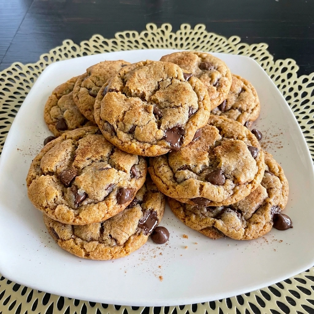 Soft Banana Bread Chocolate Chip Cookies with melted chocolate chips.