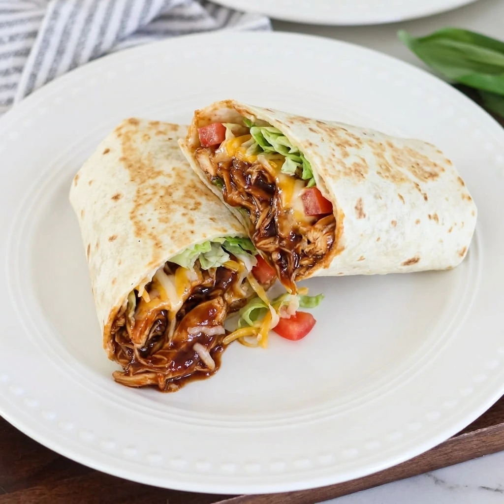 Finished BBQ Ranch Chicken Wrap cut open
