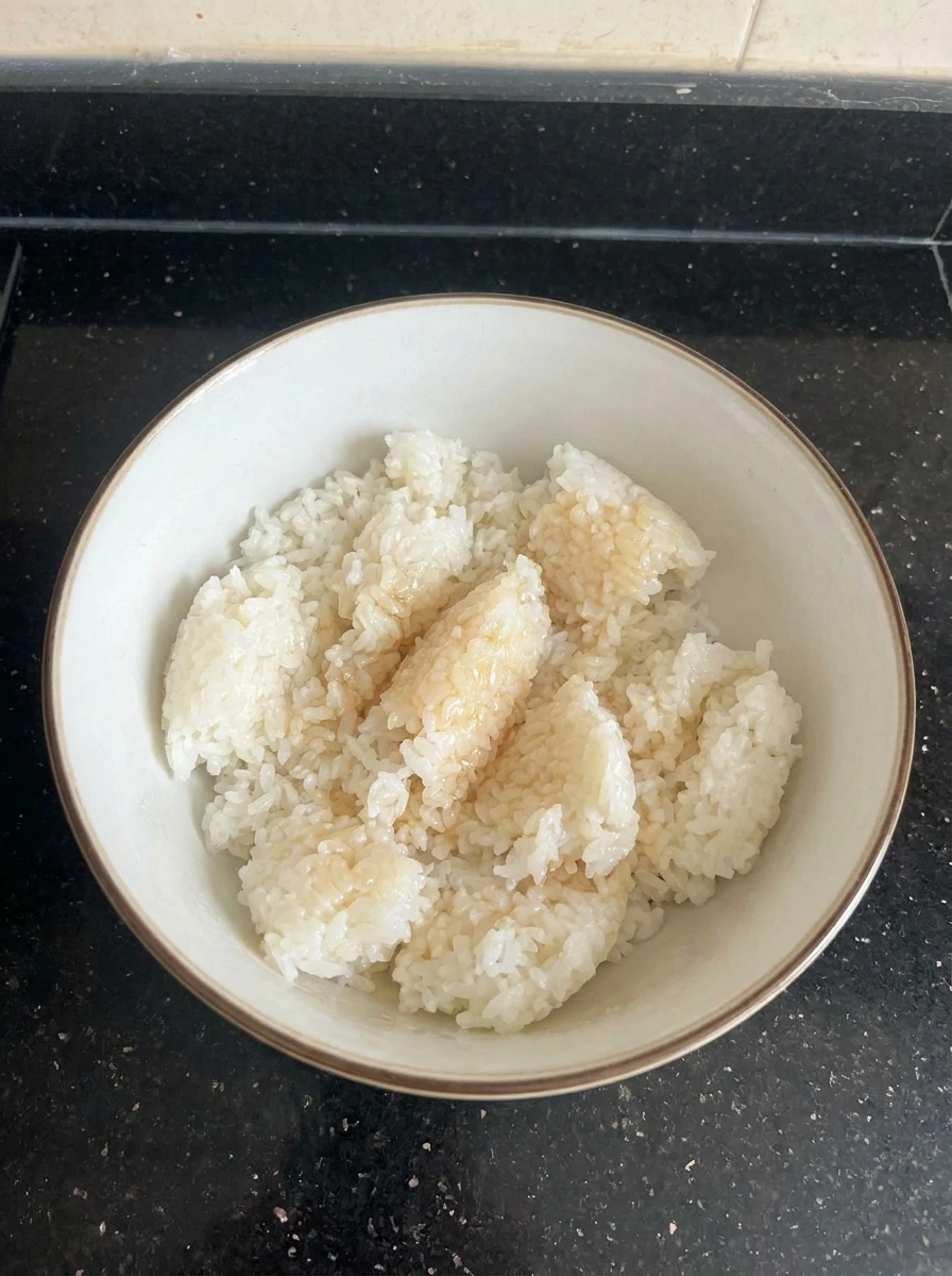 Seasoned sushi rice in bowl