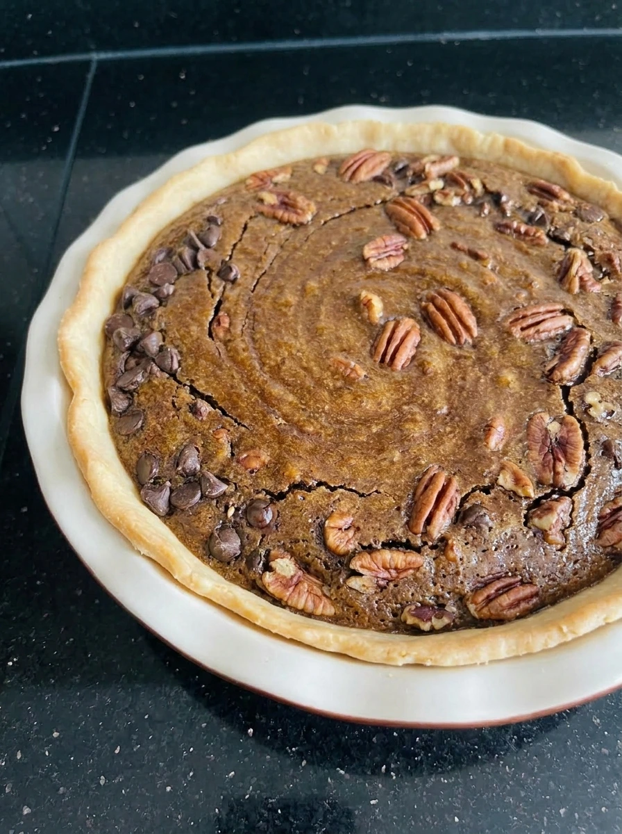 Freshly baked Chocolate Pecan Pie