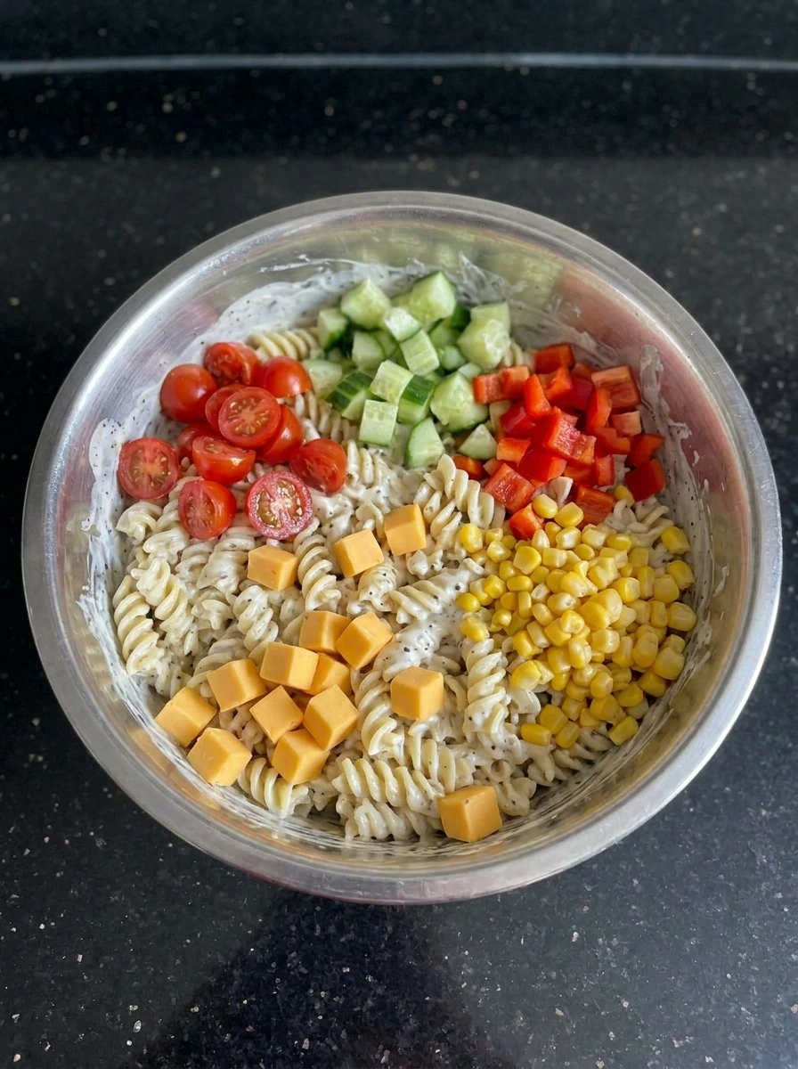 Cookout Side Dishes folded together with creamy dressing