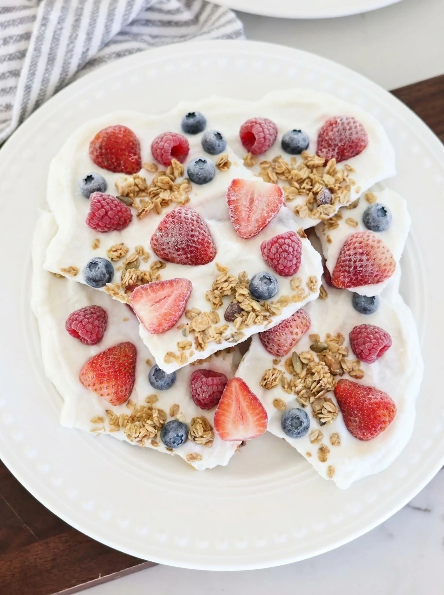 Breaking yogurt bark into pieces