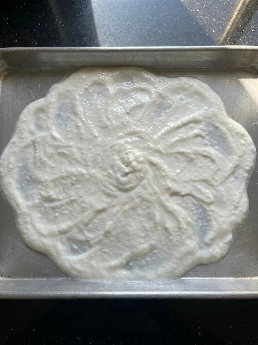 Yogurt spread on tray