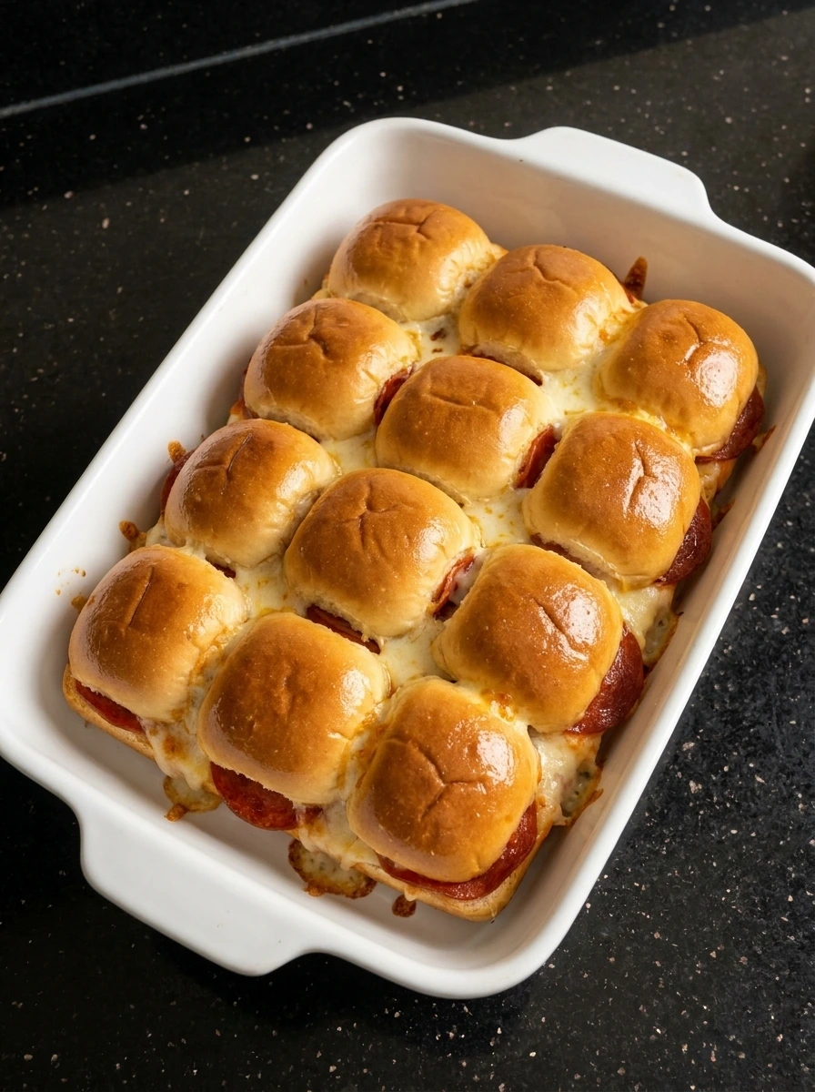Hot Italian Sub Sliders baked until golden and cheesy