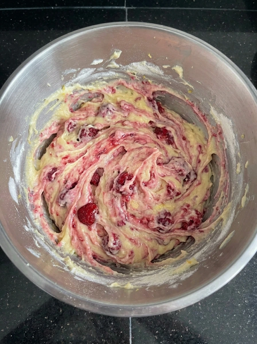Raspberry streaked lemon cookie dough.