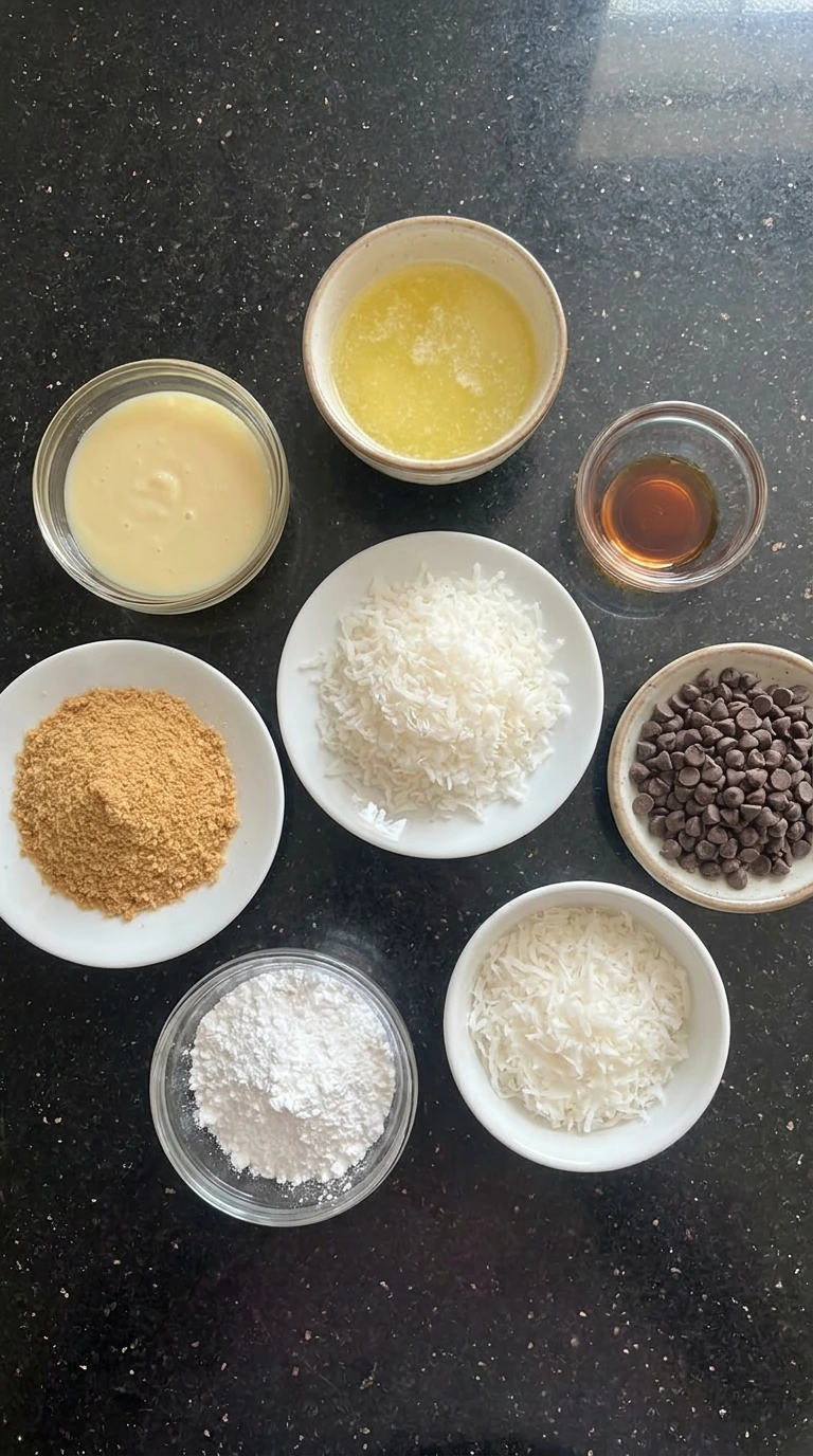 Ingredients for Moose Farts Dessert separated into small containers