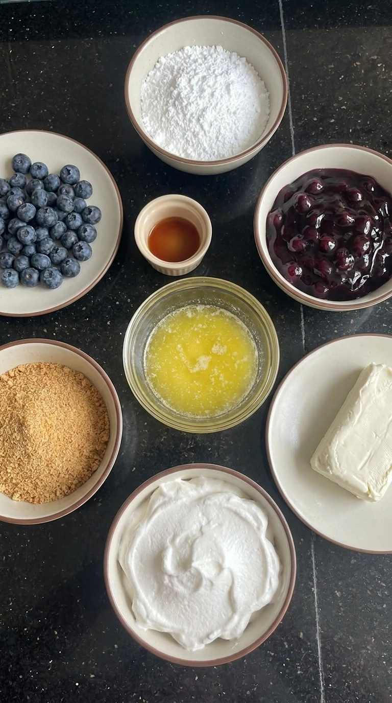 ingredients for blueberry cheesecake lush dessert