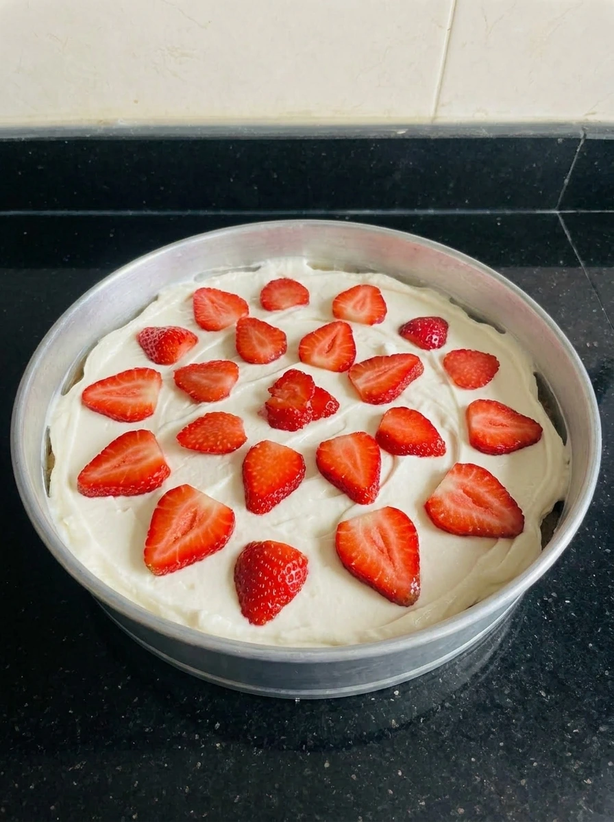Strawberries on cream pie
