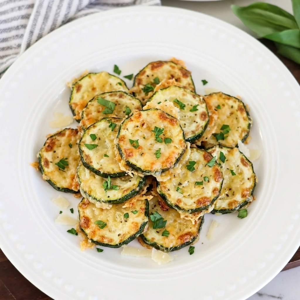 Served Parmesan Baked Zucchini on white plate