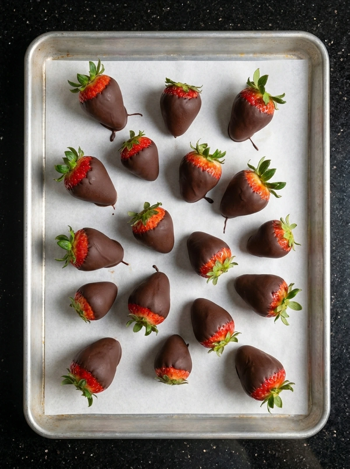 chocolate setting on strawberries