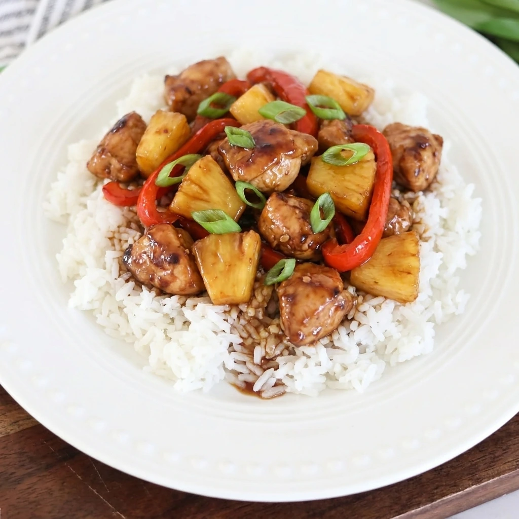 Assembled Pineapple Chicken Rice Bowl