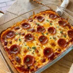 cheesy baked pizza dip with pepperoni