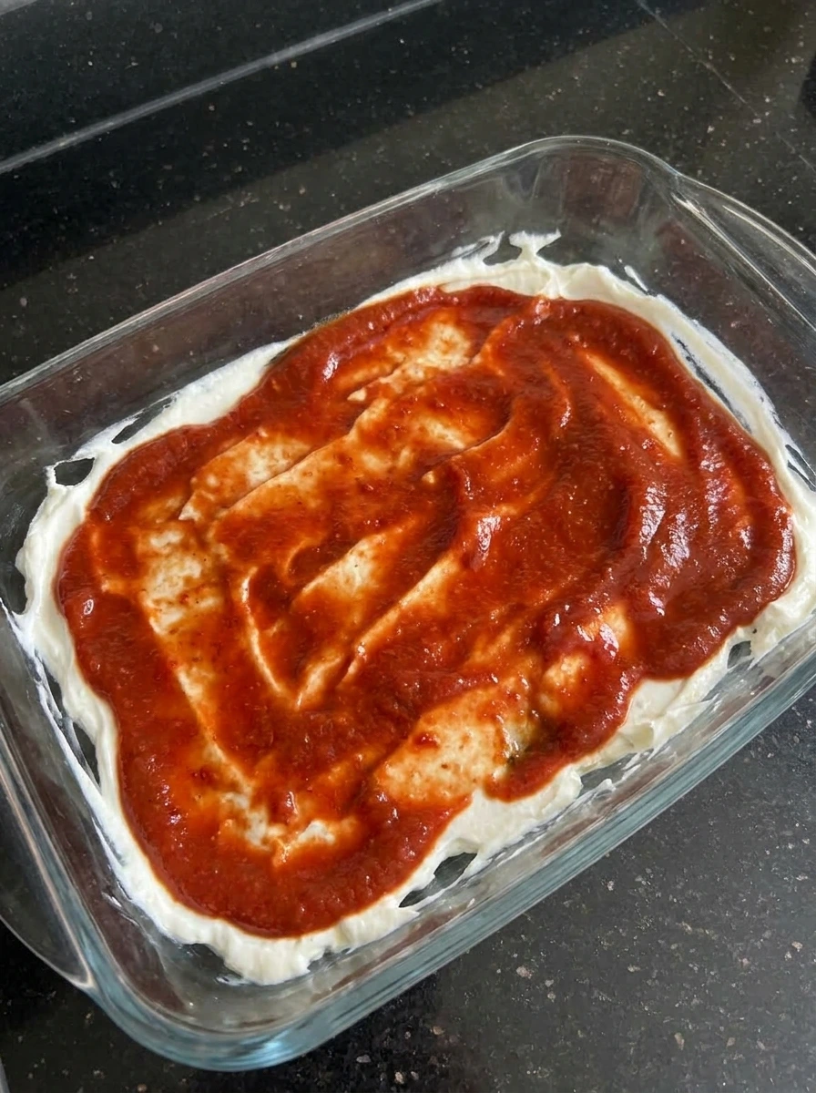 pizza sauce over cream cheese