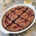 Fudgy Raspberry Swirl Brownies with raspberry swirls and chocolate texture