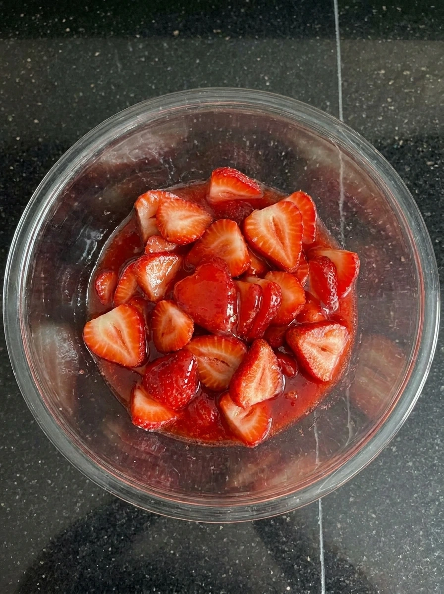 Fresh strawberries coated in glaze