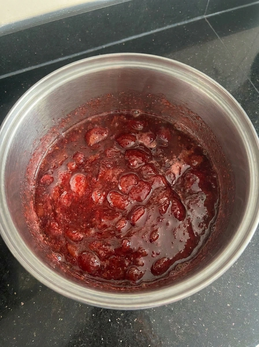 Finished Strawberry Jam with glossy texture