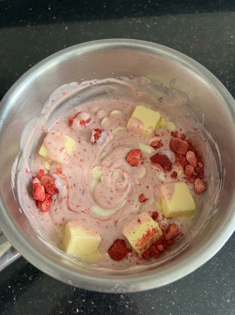 Melting strawberry coating for Strawberry Puppy Chow