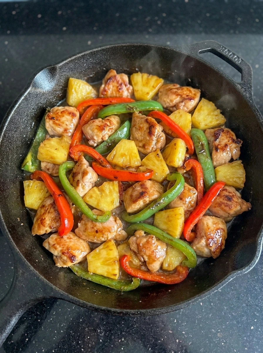 Chicken with pineapple and peppers