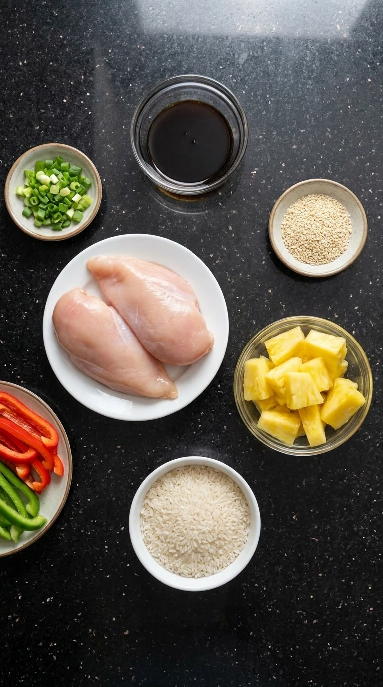 Ingredients for Teriyaki Chicken Pineapple Bowl