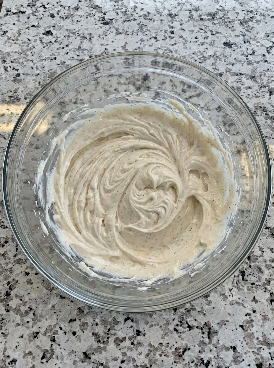 Cream cheese filling mixed for Banana Cream Cheese Bites