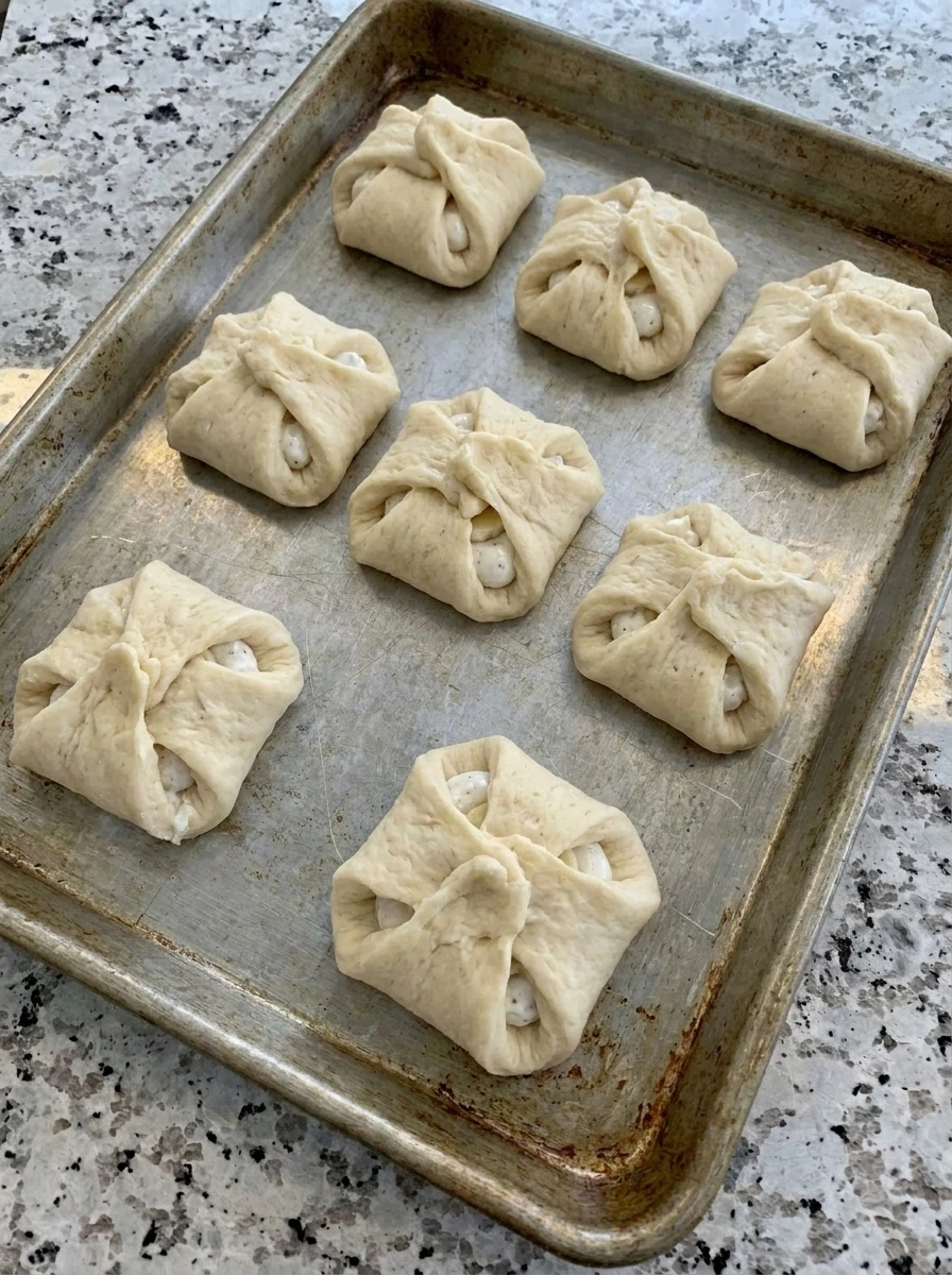 Folded Banana Cream Cheese Bites before baking