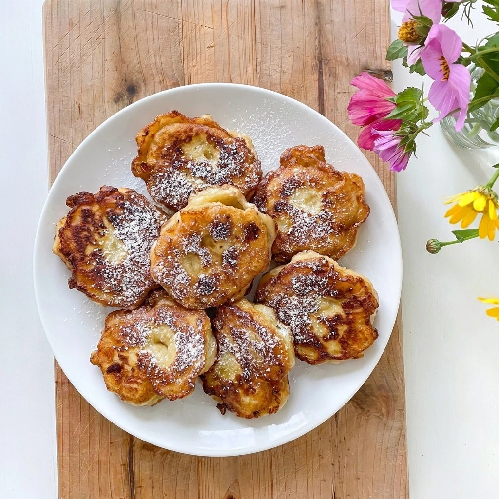 Golden homemade Banana Fritters on a plate