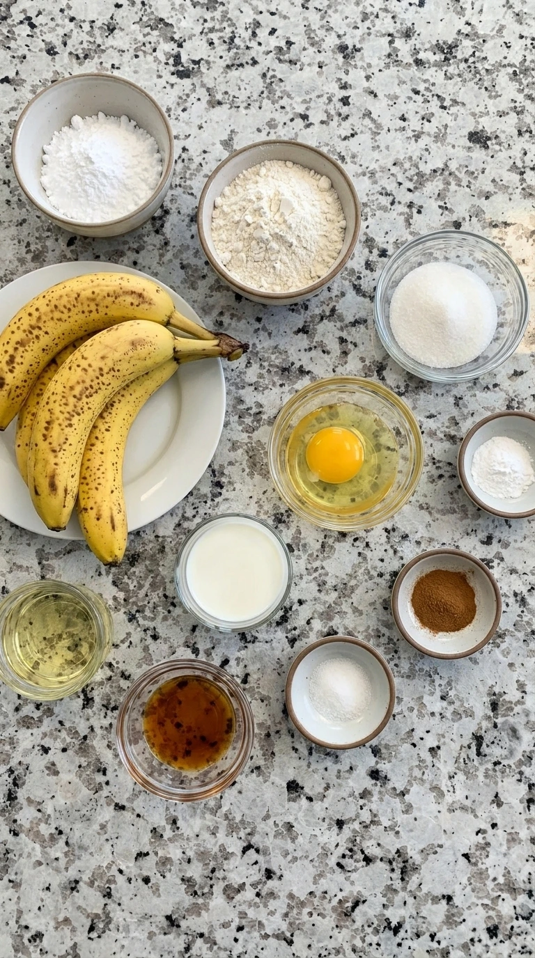 Ingredients for Banana Fritters in separate small containers