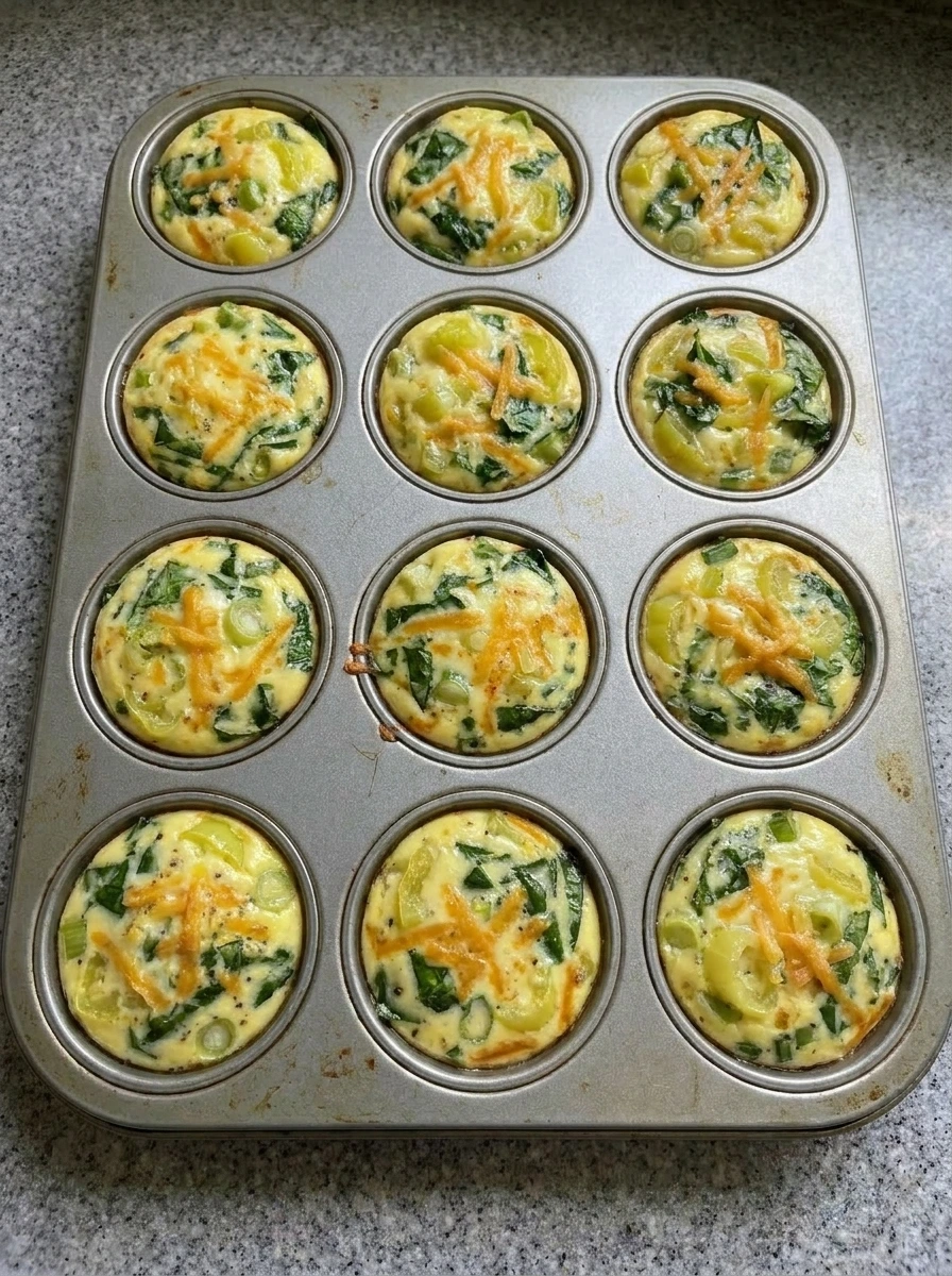 Baked Banana Pepper Egg Bites in muffin tin