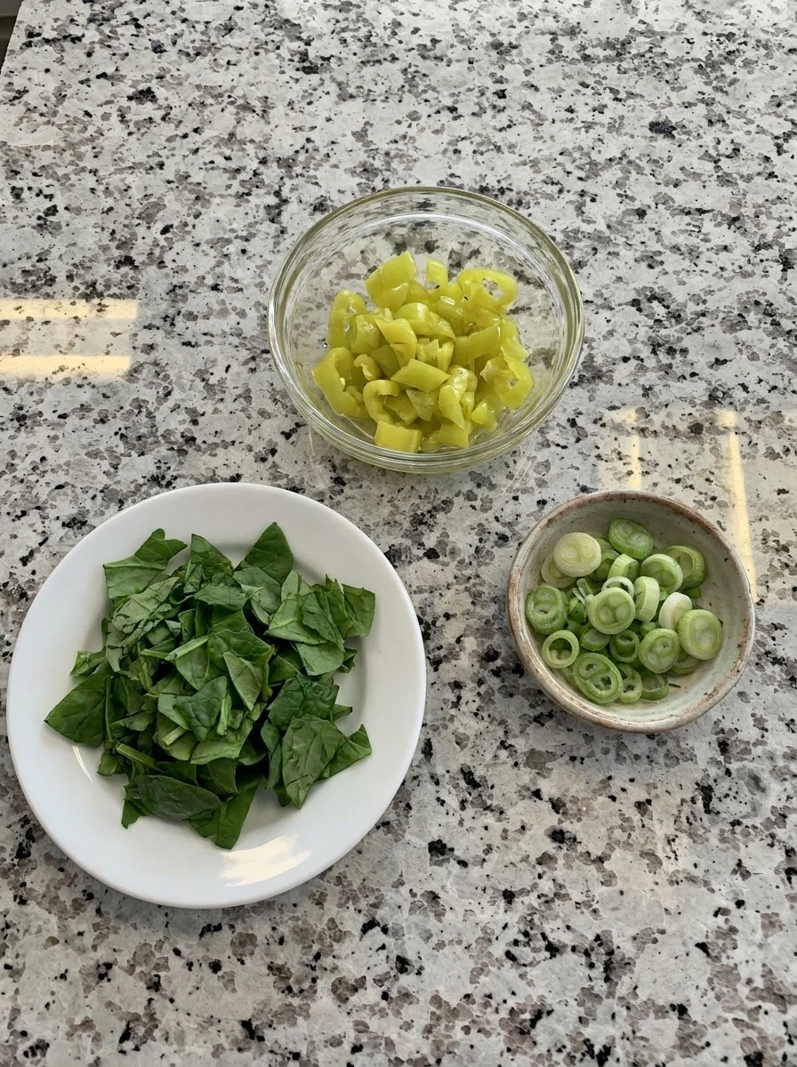 Chopped vegetables for Banana Pepper Egg Bites