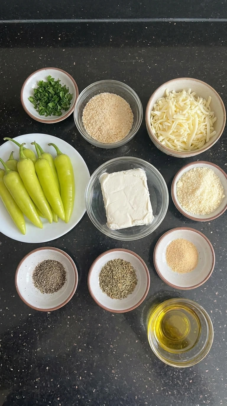 banana pepper recipe ingredients in separate small containers