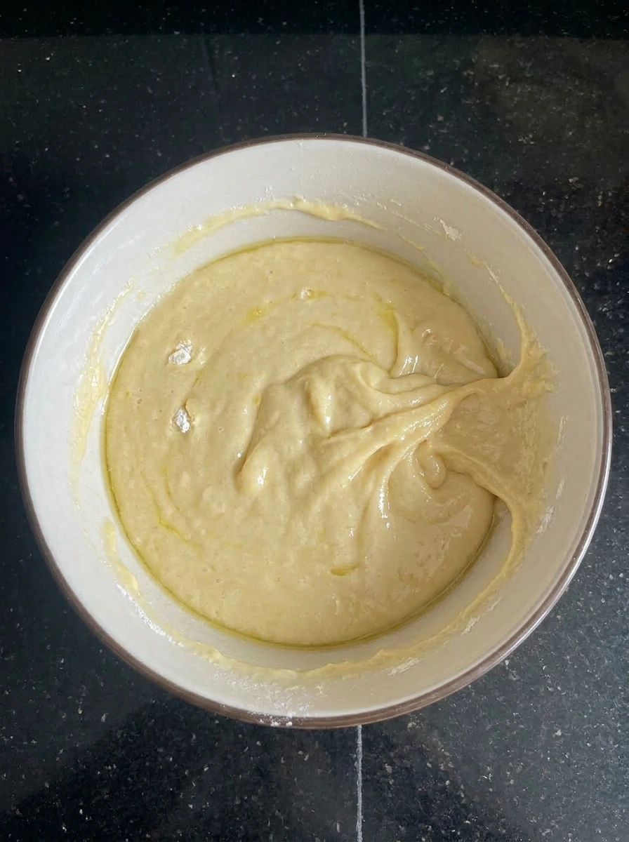 Thick lemon batter for Blueberry Lemon Bread