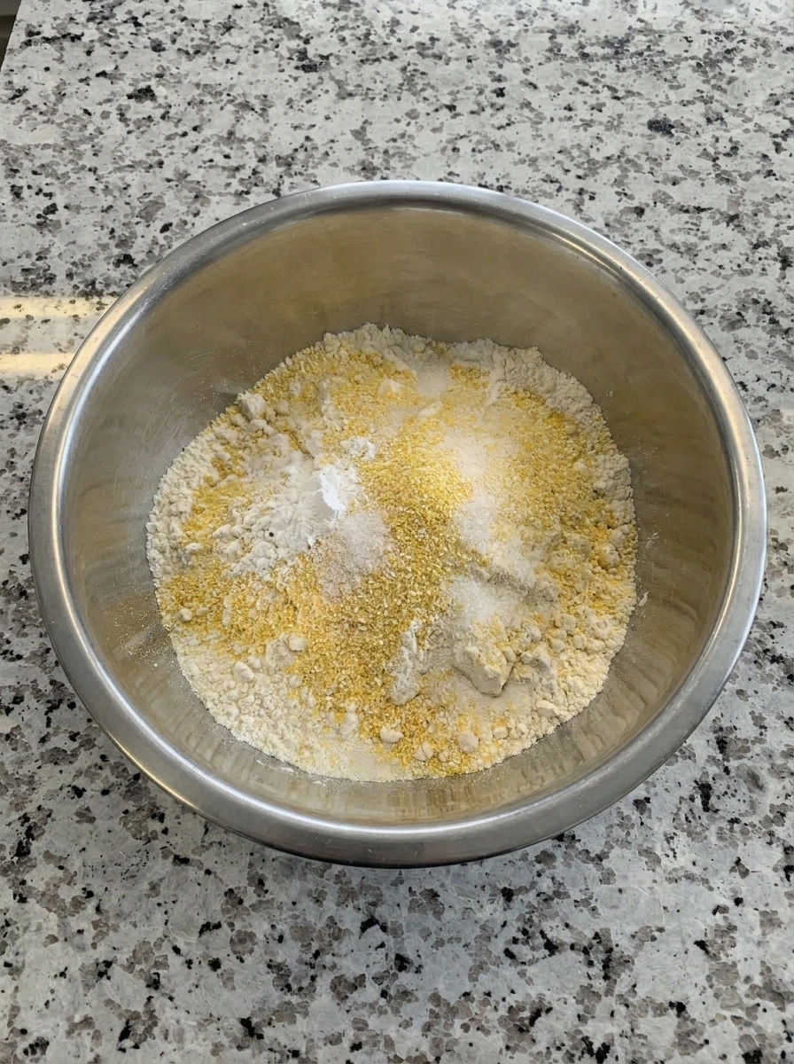 Dry cornmeal mixture for Cheesy Banana Pepper Cornbread