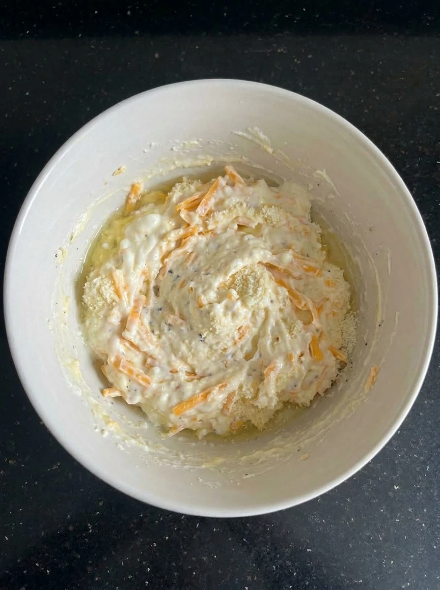 Creamy cheese filling for Cheesy Zucchini Casserole